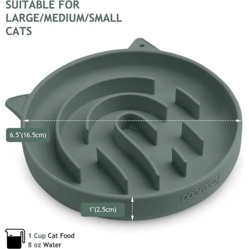 Coomazy Silicone Slow Feeder Dog Cat Bowls, Interactive Puzzle Toy for Pets